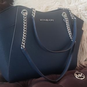 Authentic MK Navy Blue Jet Set purse